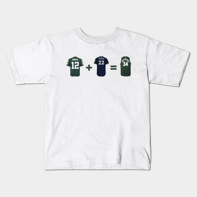 Wisconsin Sports MVP's - Milwaukee Bucks Kids T-Shirt by Stalwarthy